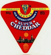 Ser Serwar super cheddar, Polish cheese label