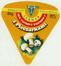 Ser Serwar z pieczarkami, Polish cheese label